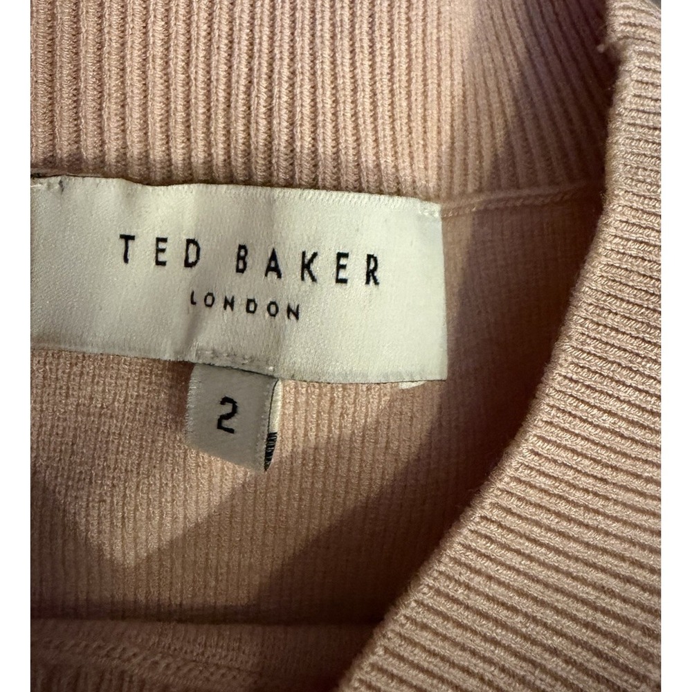 Ted Baker London Womens Size 2 S Pink LOVE Graphic Knit Sweater Pullover - Picture 3 of 3